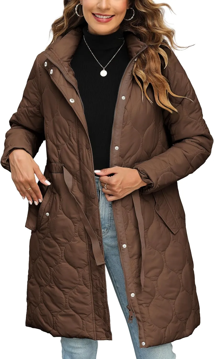 XULIKU Women's Quilted Jackets Lightweight Long Sleeve Stand Collar Padding Short Puffer Coat for Women Fall Winter