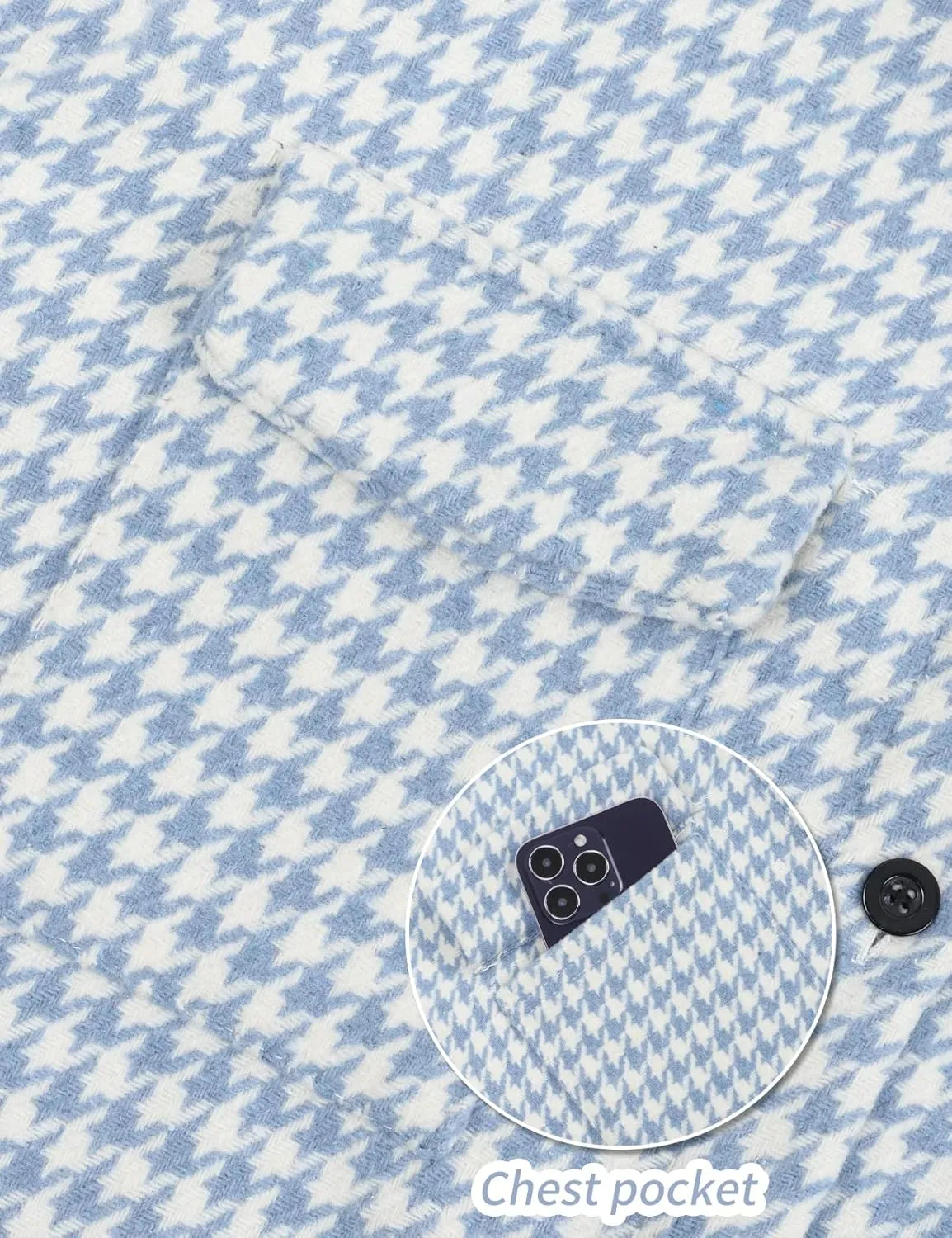 Yimoon Plaid Jacket Women Casual Houndstooth Jacket Flannel Shacket Loose Long Sleeve Shirt Button Down Shacket with Pockets