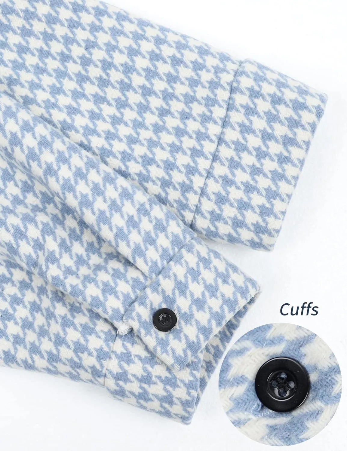 Yimoon Plaid Jacket Women Casual Houndstooth Jacket Flannel Shacket Loose Long Sleeve Shirt Button Down Shacket with Pockets